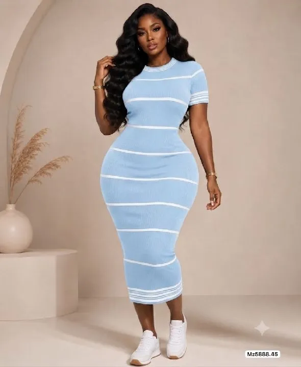 033 vestidos con rayas en hilo azul talla única
