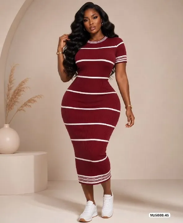 033 vestidos con rayas en hilo rojo talla única