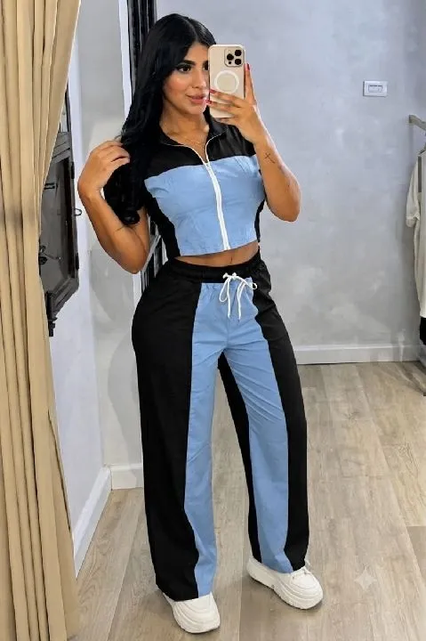 036 conjunto 2 tonos con corredera Negro talla única