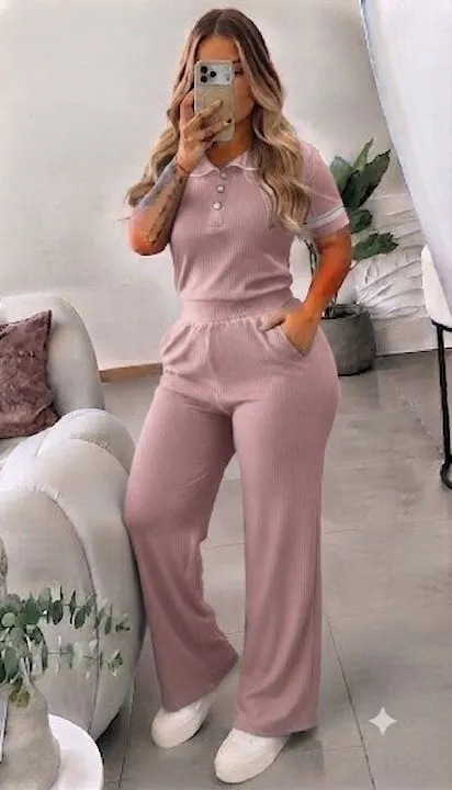 035 conjunto tipo polo en hilo gris talla única