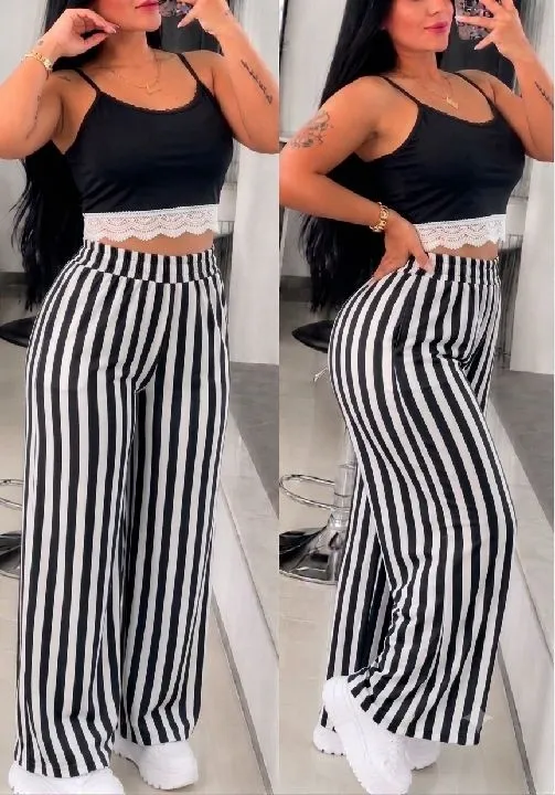 06 set pantalón con rayas negro talla SM