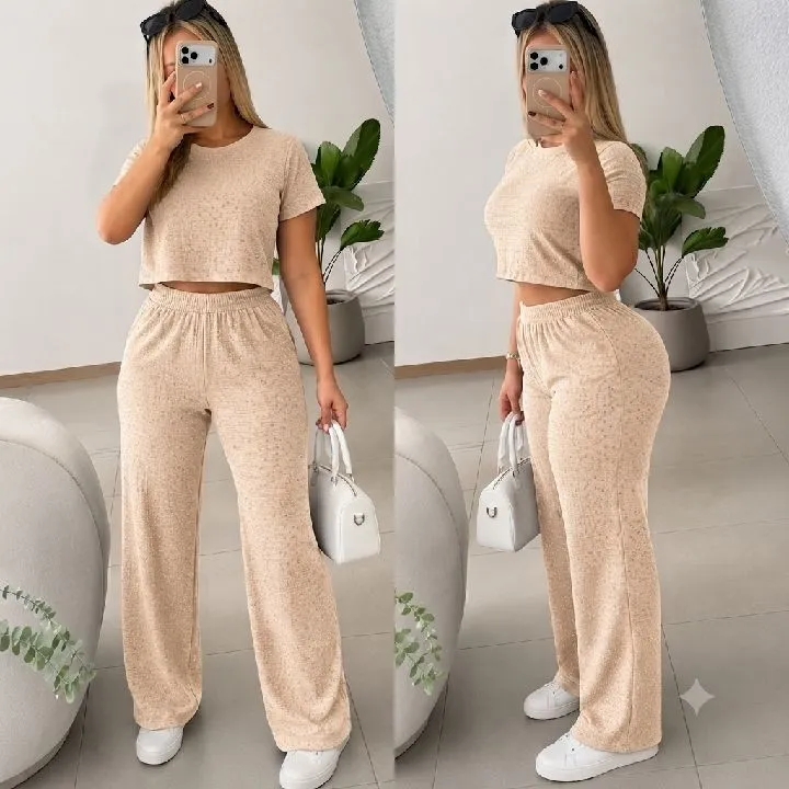 028 conjunto con brillos beige talla S/M ref: 028