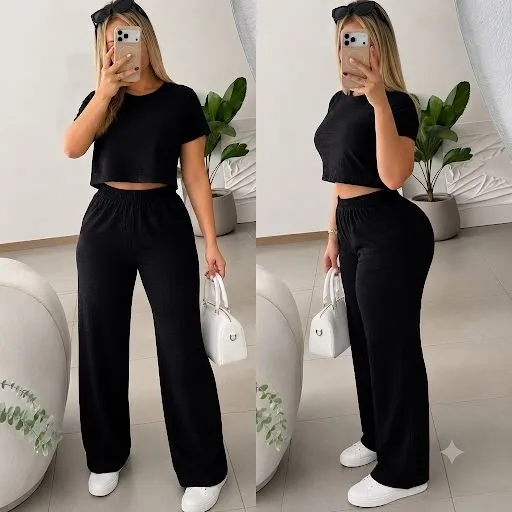 028 conjunto con brillos negro talla S/M ref: 028