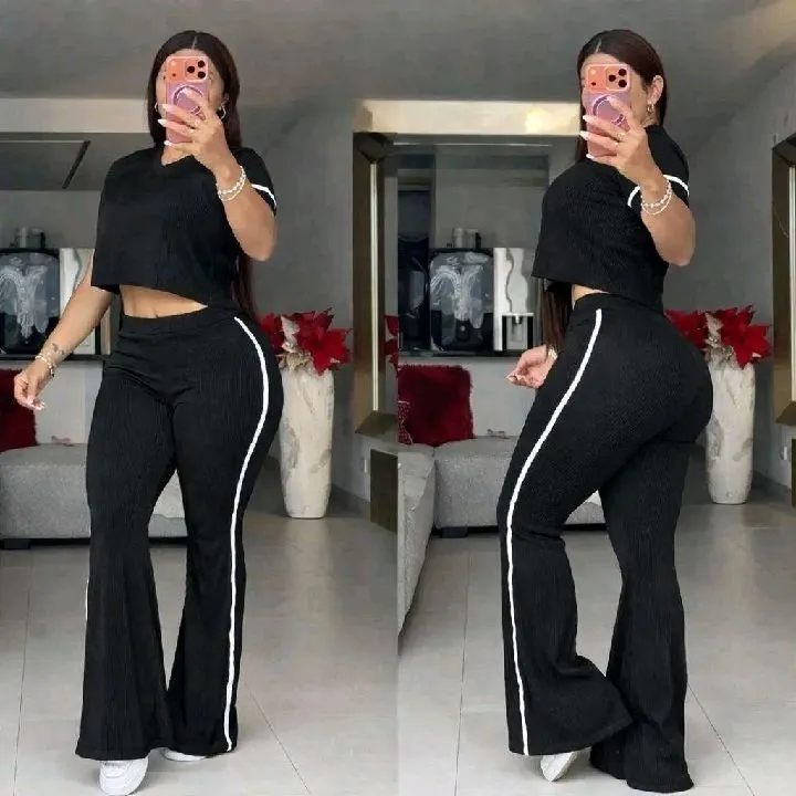 05 conjunto cuello v negro talla única