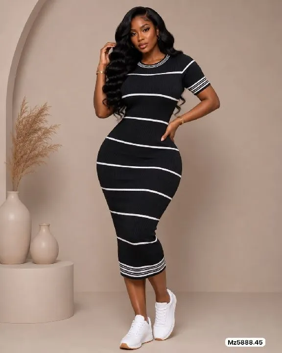 033 vestidos con rayas en hilo negro talla única