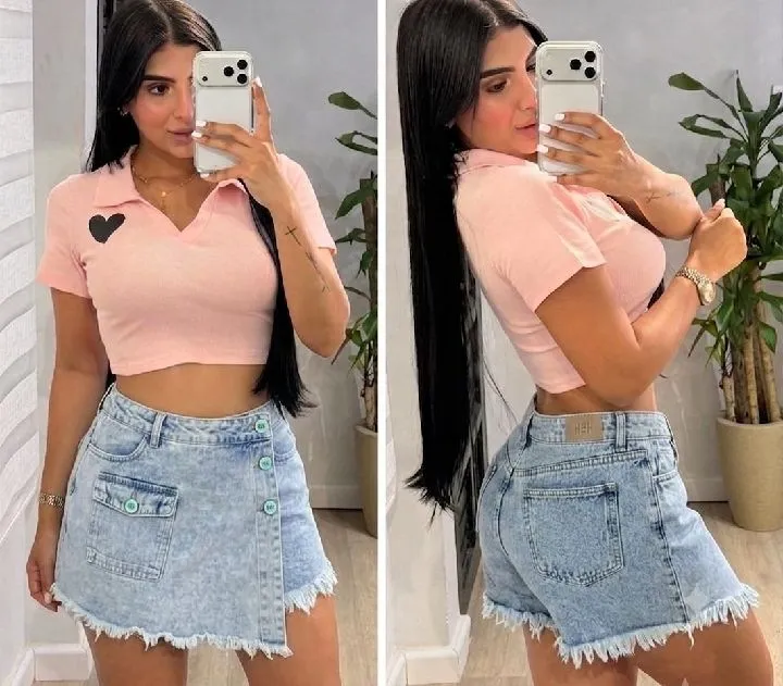 Falda short jean talla 6 bolsillo delantero