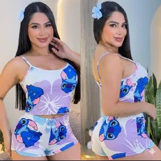 pijama Juanita sexi premium stitch flor-talla única