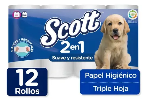 P.H Scott 2 en 1 triple hoja x 12-Rollos