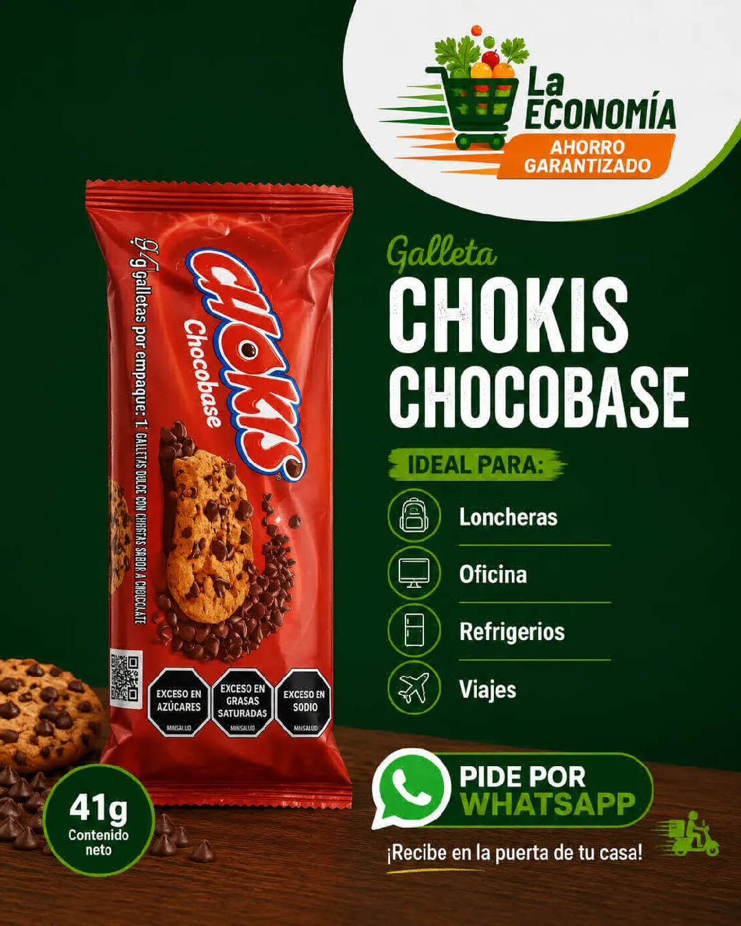 GALLETAS CHOKIS CHOCO BASE X 37g