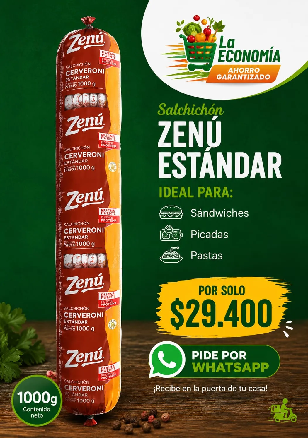 salchichon CERVERONI ZENU X 1000g