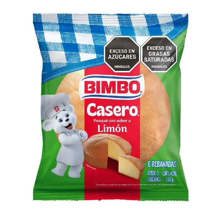 Ponqué BIMBO casero sabor a limón (200 gr)