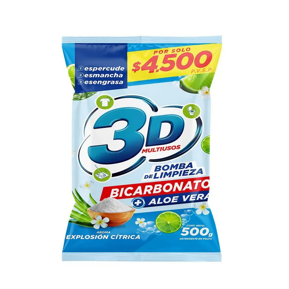 Detergente en polvo 3D explosión cítrica multiusos (500 gr)