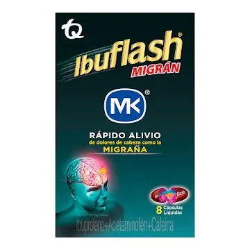 Ibuflash Migran Ibuprofeno + Acetaminofén + Cafeína 400mg/250mg/65mg Mk x 1 Cápsulas