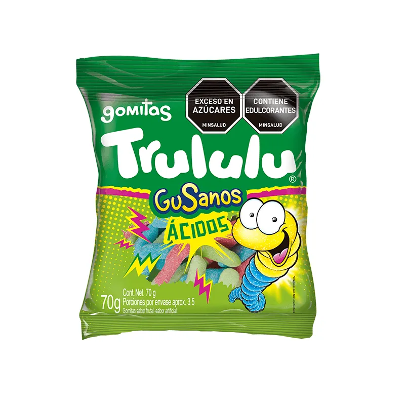 Gomas Trululu Gusanos acidos x 70 g
