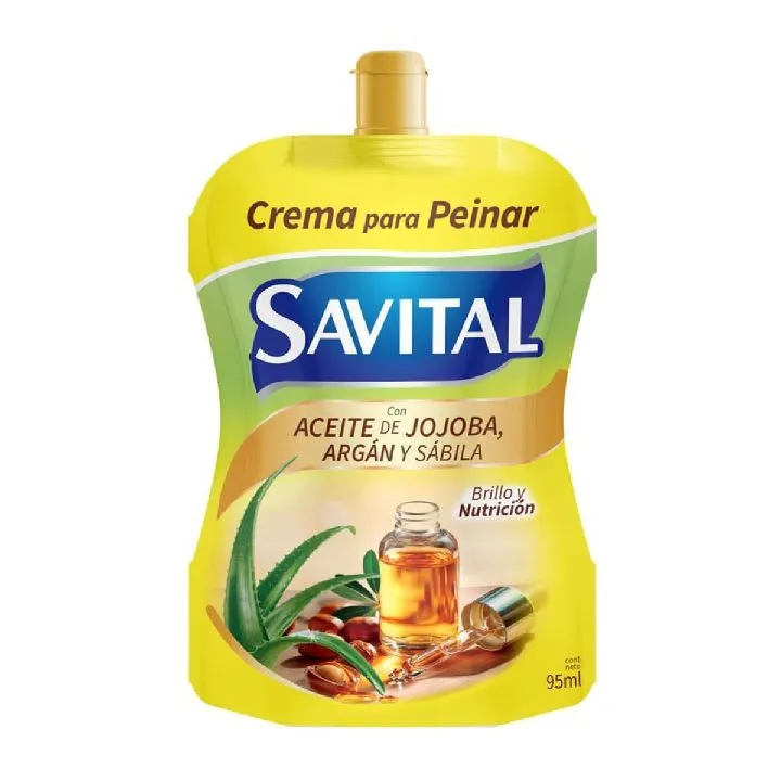 Crema Peinar Savital  Con Aceite De Jojoba Argan Y Sabila Doypack X 95 Ml