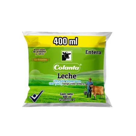 LECHE LIQUIDA LARGAVIDA COLANTA BOLSA X 400 MILILITROS