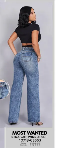 MOST WANTED - REF 63553 JEAN STRAIGHT WIDE MOST WANTED CON CINTURILLA Y REALCE DE GLUTEOS 