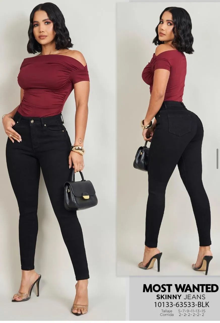 MOST WANTED - REF 63533 SKINNY CLASICO TONO NEGRO REALCE DE GLUTEOS 