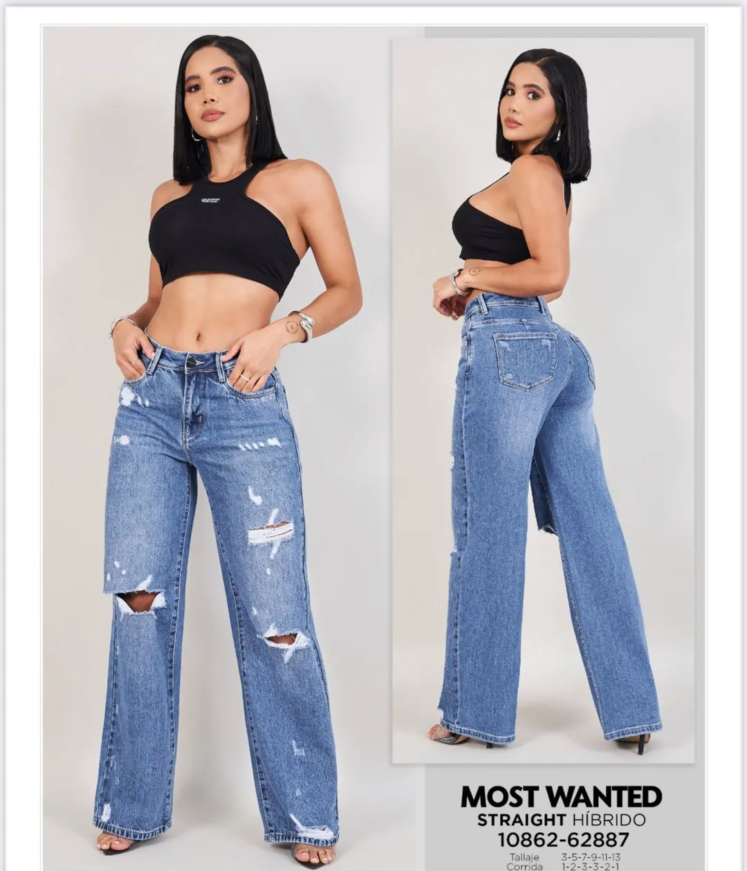 MOST WANTED - REF 62887 BOTA RECTA HIBRIDO CON DESTROYER TONO AZUL MEDIO 