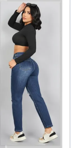 MOST WANTED - REF 62984 SLIM HIBRIDO DESTROYER TONO AZUL OSCURO TEXTURIZADO CON REALCE DE GLUTEOS 