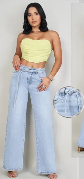 MOST WANTED - REF 61900 JEAN WIDE LEG CON CINTURILLA TONO MEDIO Y REALCE DE GLUTEOS 	
