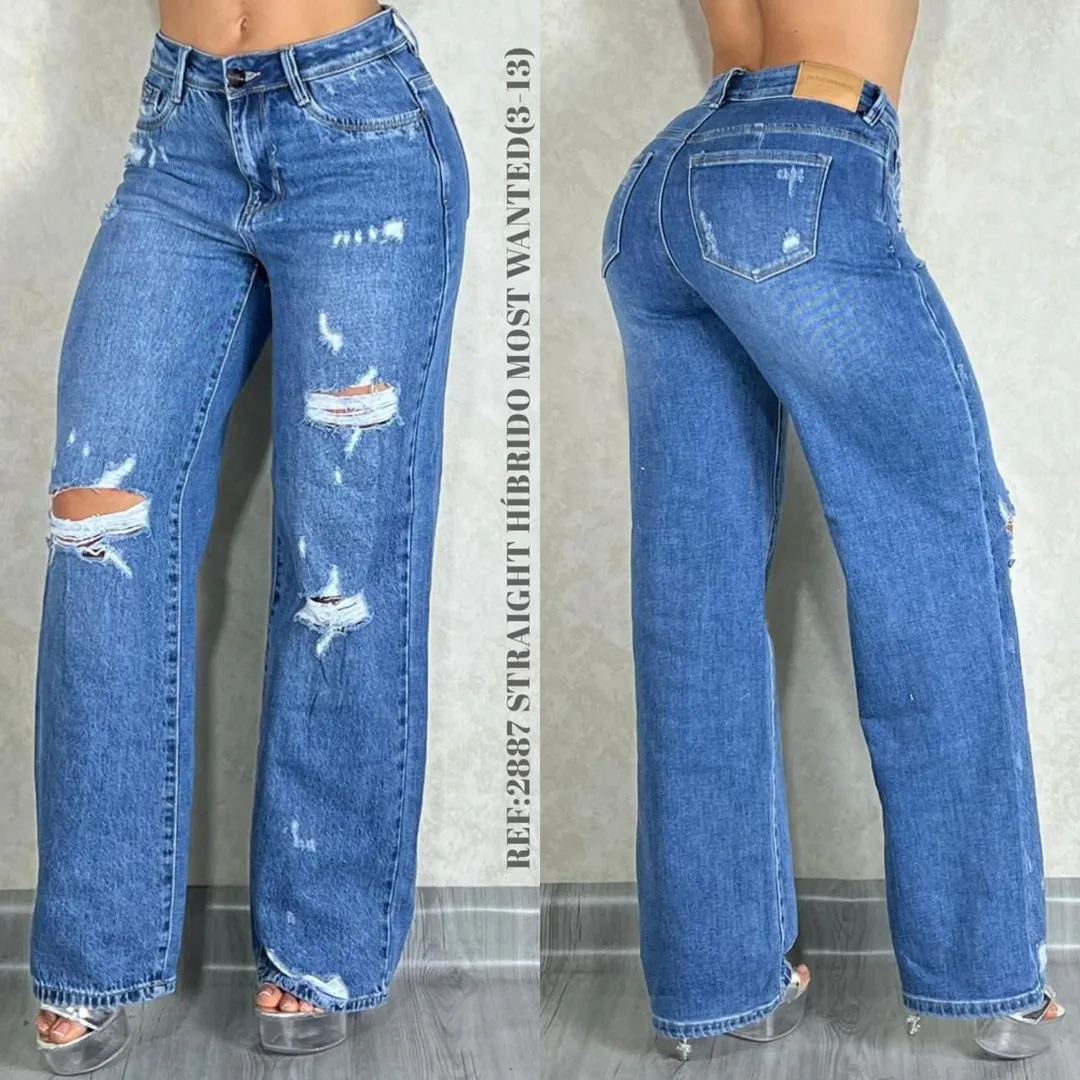 MOST WANTED - REF 62887 BOTA RECTA HIBRIDO CON DESTROYER TONO AZUL MEDIO 