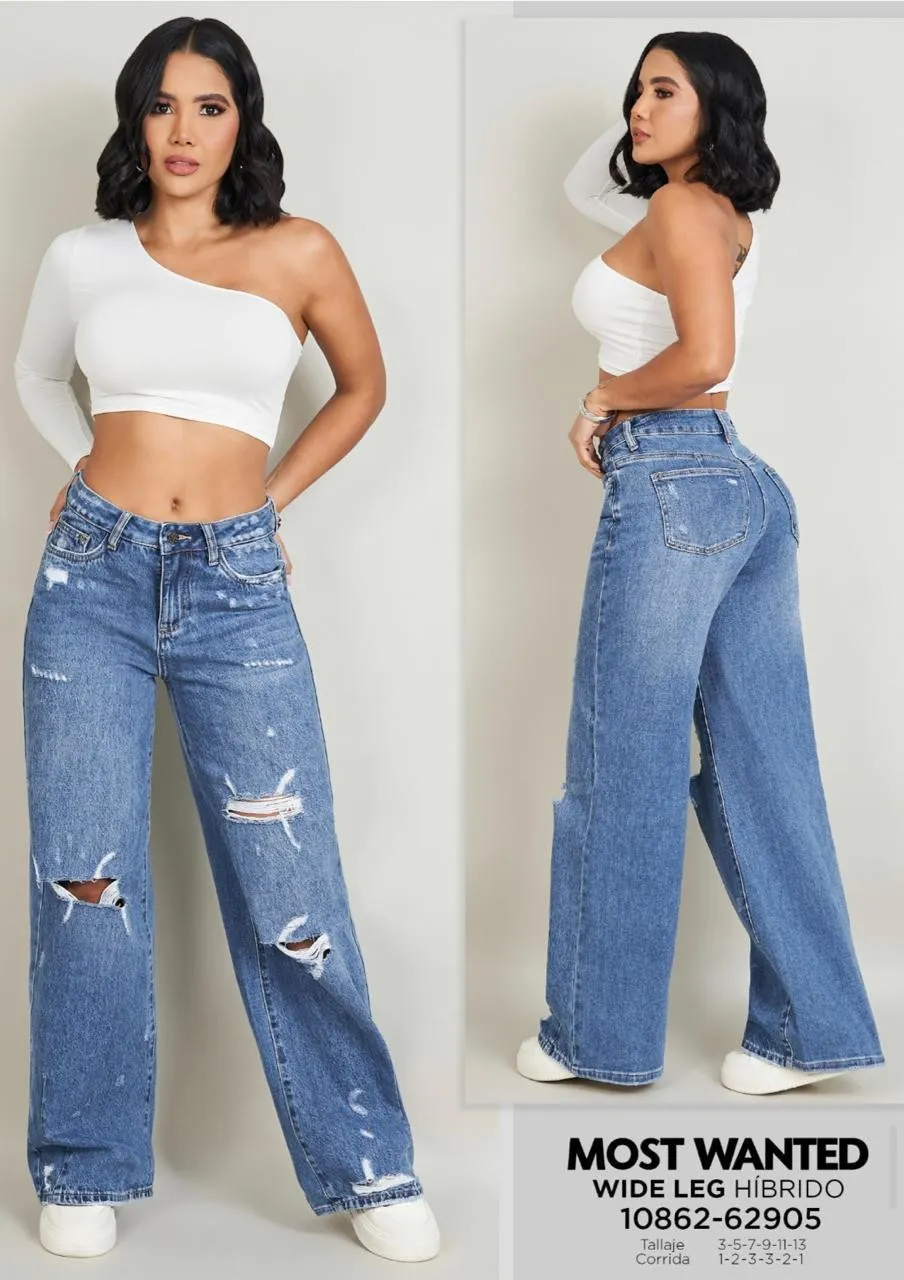 MOST WANTED - REF 62905 WIDE LEG HIBRIDO SEMI DESTROYER CON REALCE DE GLUTEOS 