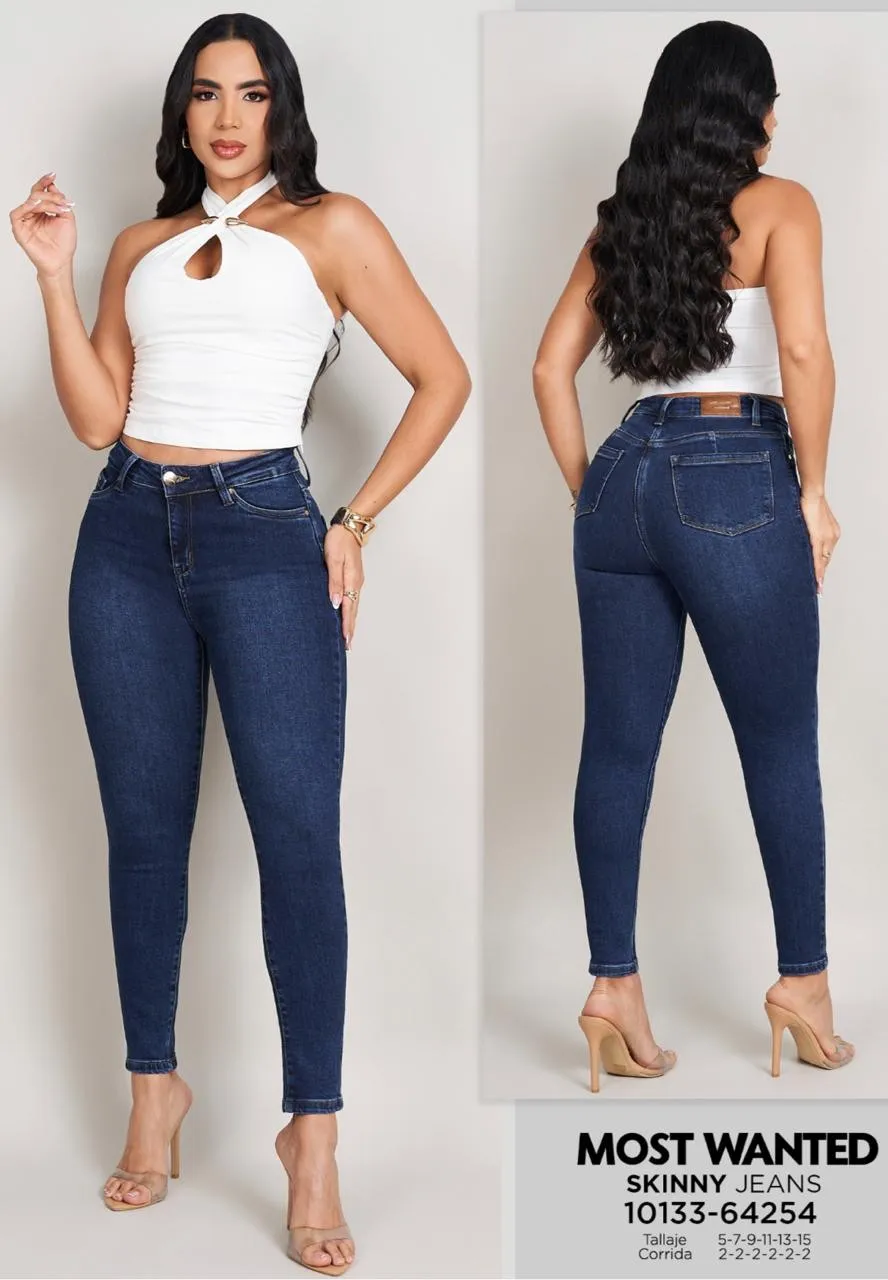 MOST WANTED - REF 64254 SKINNY CLASICO AZUL OSCURO CON REALCE DE GLUTEOS 