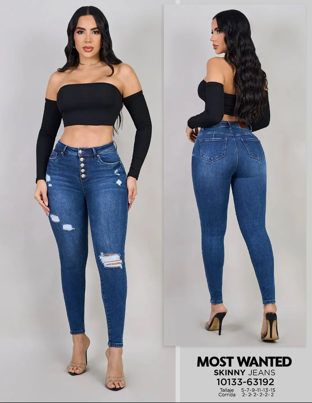 MOST WANTED - REF 63192 SKINNY STRECH CON BOTONES DELANTEROS SEMI DESTROYER Y REALCE DE GLUTEOS 