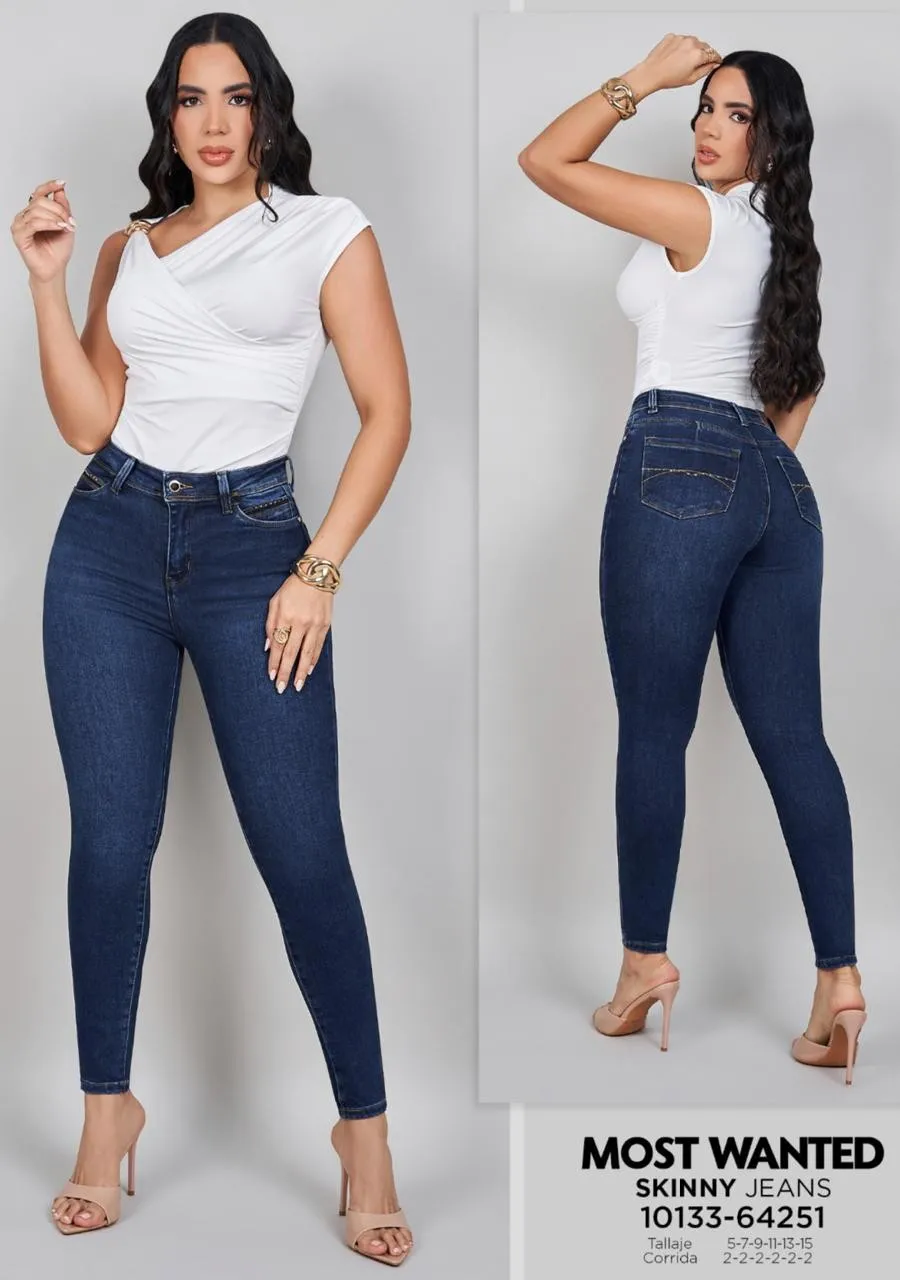 MOST WANTED - REF 64251 SKINNY CLASICO AZUL OSCURO CON EFECTO PUSH UP