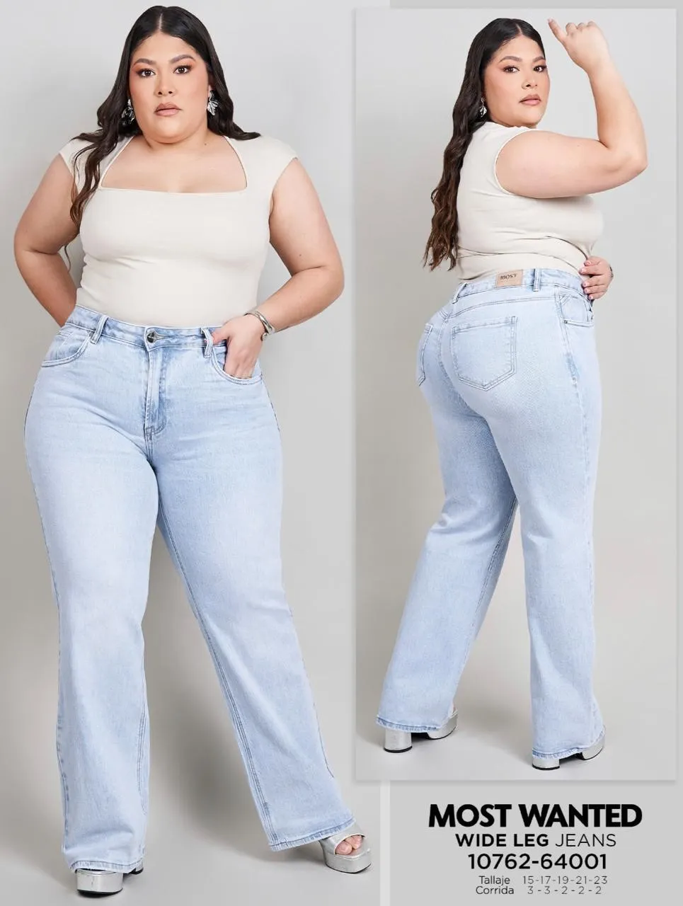 MOST WANTED - REF 64001 WIDE LEG TONO HIELO CON REALCE DE GLUTEOS 