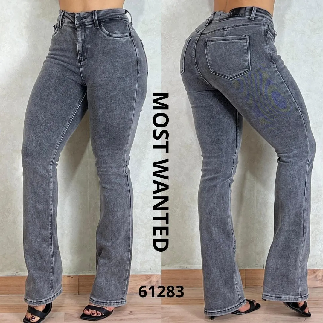 MOST WANTED - REF 61283 FLARE ELASTICO GRIS OSCURO CON REALCE DE GLUTEOS
