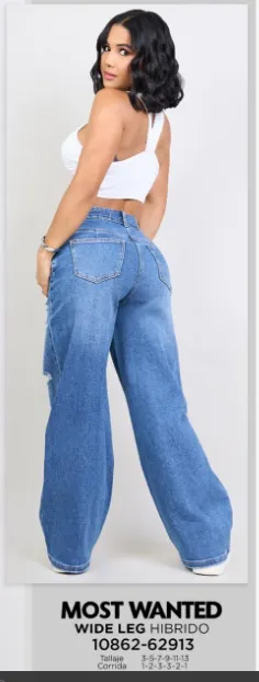 MOST WANTED - REF 62913 WIDE LEG HIBRIDO PRETINA CRUZADA SEMI DETROYER  CON REALCE DE GLUTEOS 