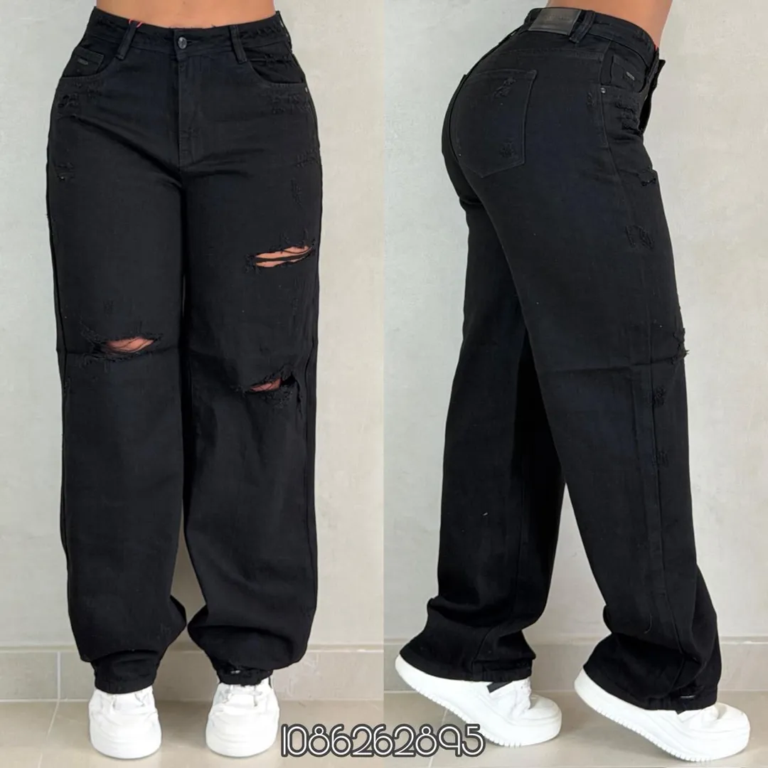 MOST WANTED - REF 62895 BOTA RECTA HIBRIDO NEGRO SEMI DESTROYER CON EFECTO REALCE DE GLUTEOS 