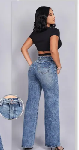 MOST WANTED - REF 63553 JEAN STRAIGHT WIDE MOST WANTED CON CINTURILLA Y REALCE DE GLUTEOS 