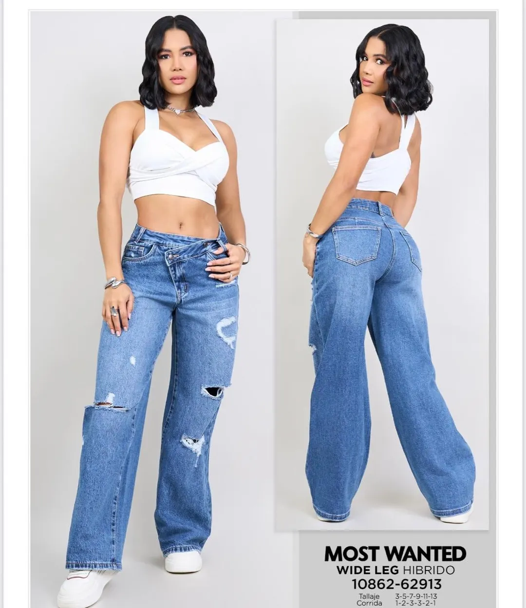 MOST WANTED - REF 62913 WIDE LEG HIBRIDO PRETINA CRUZADA SEMI DETROYER  CON REALCE DE GLUTEOS 