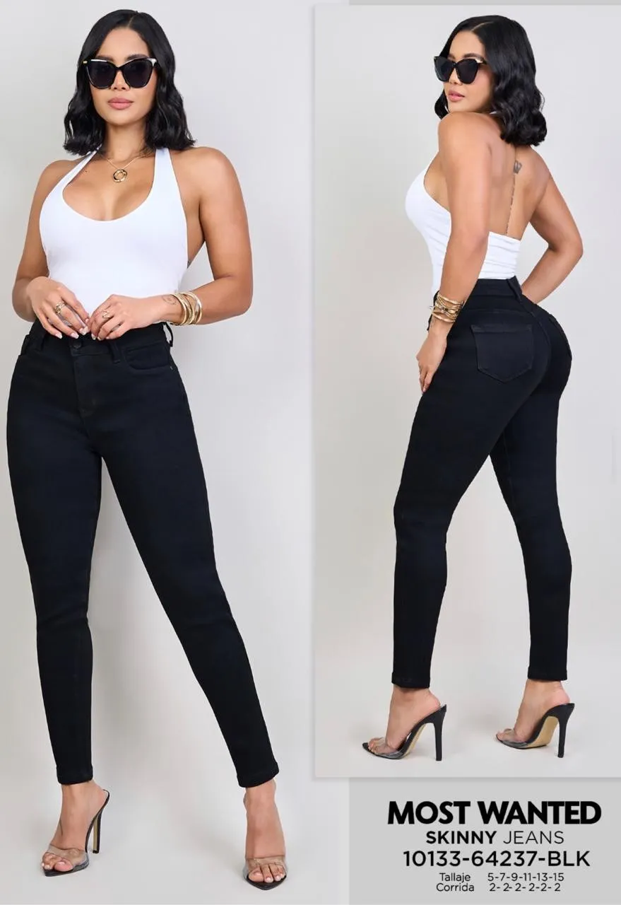 MOST WANTED - REF 64237 SKINNY CLASICO NEGRO CON REALCE DE GLUTEOS 