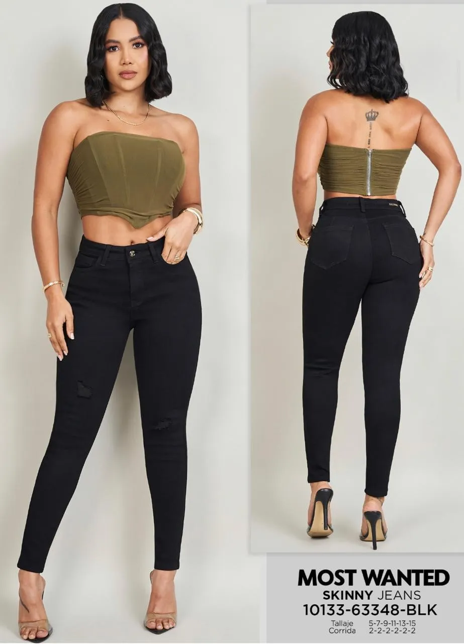 MOST WANTED - REF 63348 SKINNY SEMI DESTROYER TONO NEGRO CON EFECTO PUSH UP