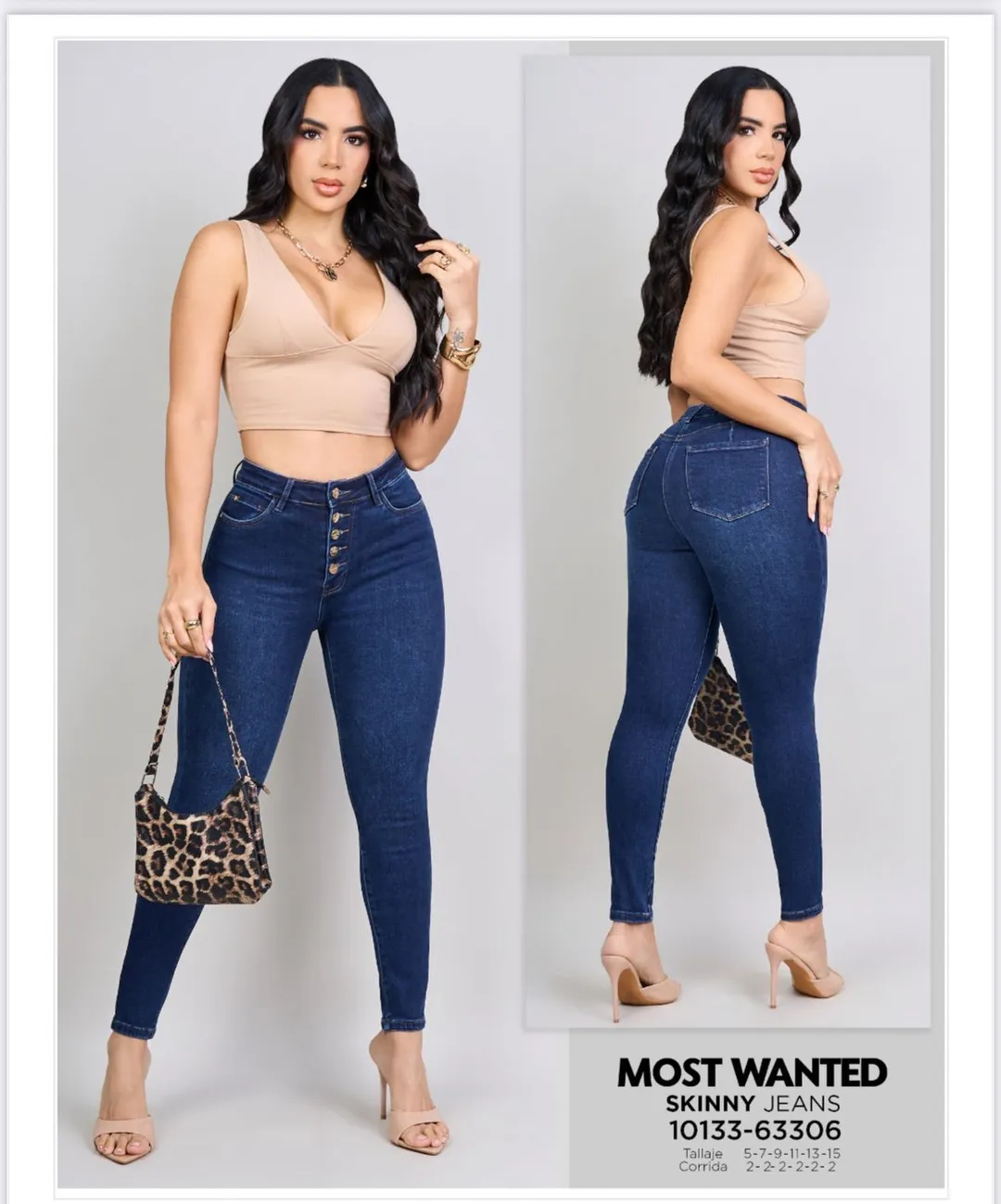 MOST WANTED - REF 63306 SKINNY STRECH AZUL OSCURO BOTONES DELANTEROS PINZA EFECTO LEVANTA GLUTEOS 
