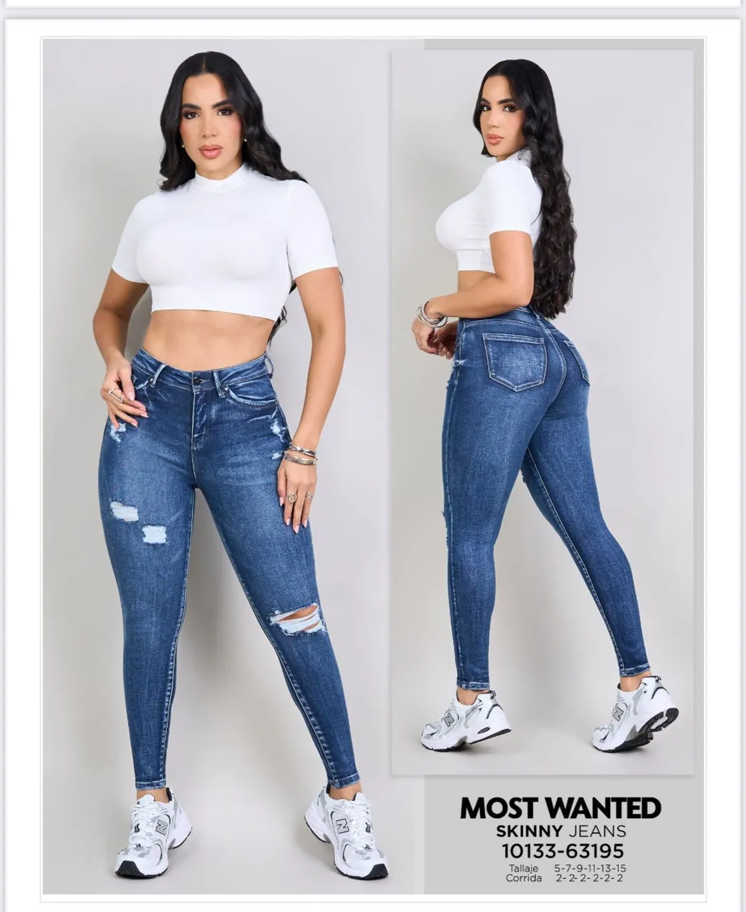 MOST WANTED - REF 63195 SKINNY SEMI DESTOYER DESGASTES EN COSTURAS CON EFECTO PUSH UP 