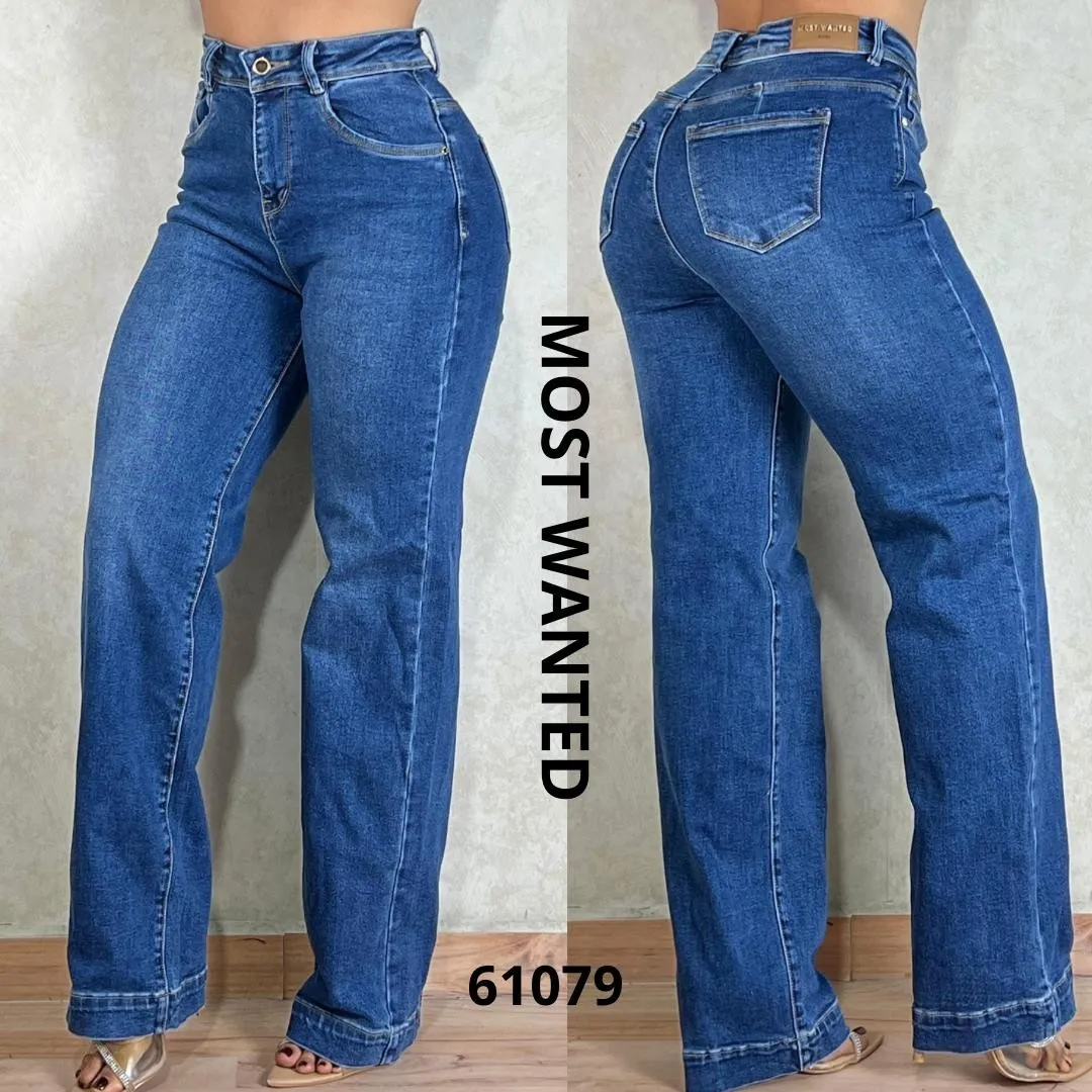 MOST WANTED - REF 61079 BOTA RECTA CLASICO TONO AZUL OSCURO ELASTICO CON RELACE DE GLUTEOS 