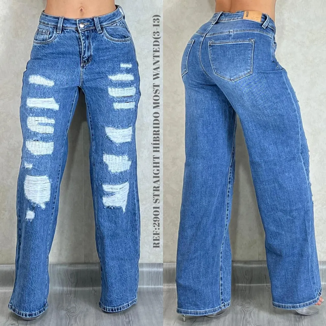 MOST WANTED -  62901 BOTA RECTA HIBRIDO ROTOS CON PARCHE INTERNO CON EFECTO PUSH UP 