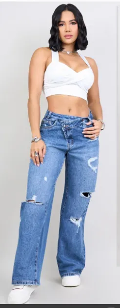 MOST WANTED - REF 62913 WIDE LEG HIBRIDO PRETINA CRUZADA SEMI DETROYER  CON REALCE DE GLUTEOS 