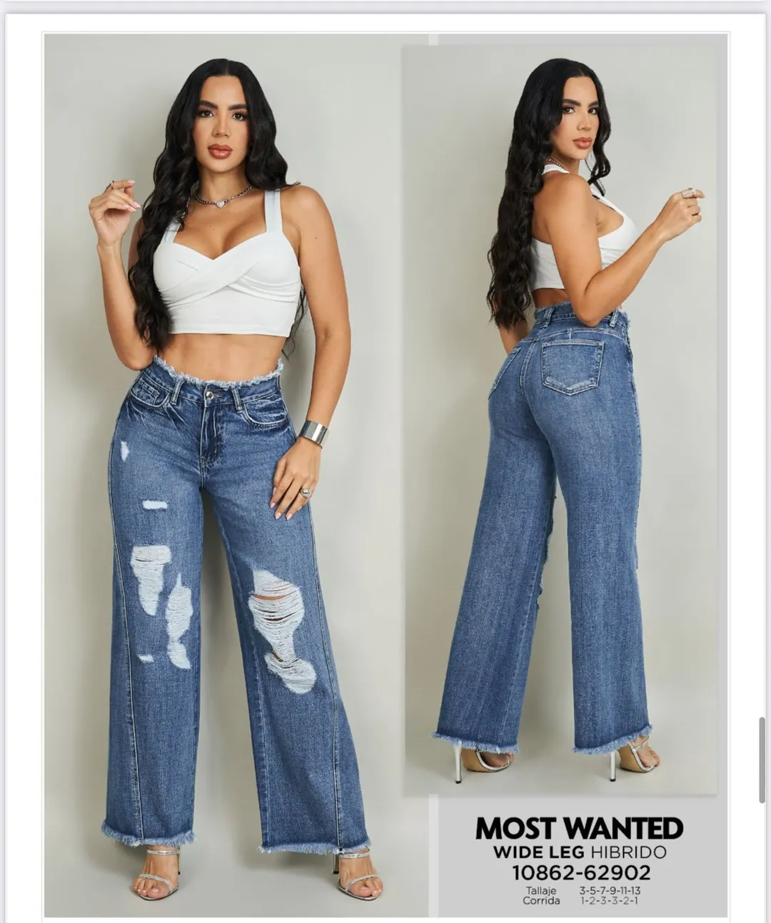 MOST WANTED - REF 62902 WIDE LEG HIBRIDO DESMECHADO EN LA CINTURA CON EFECTO PUSH UP 