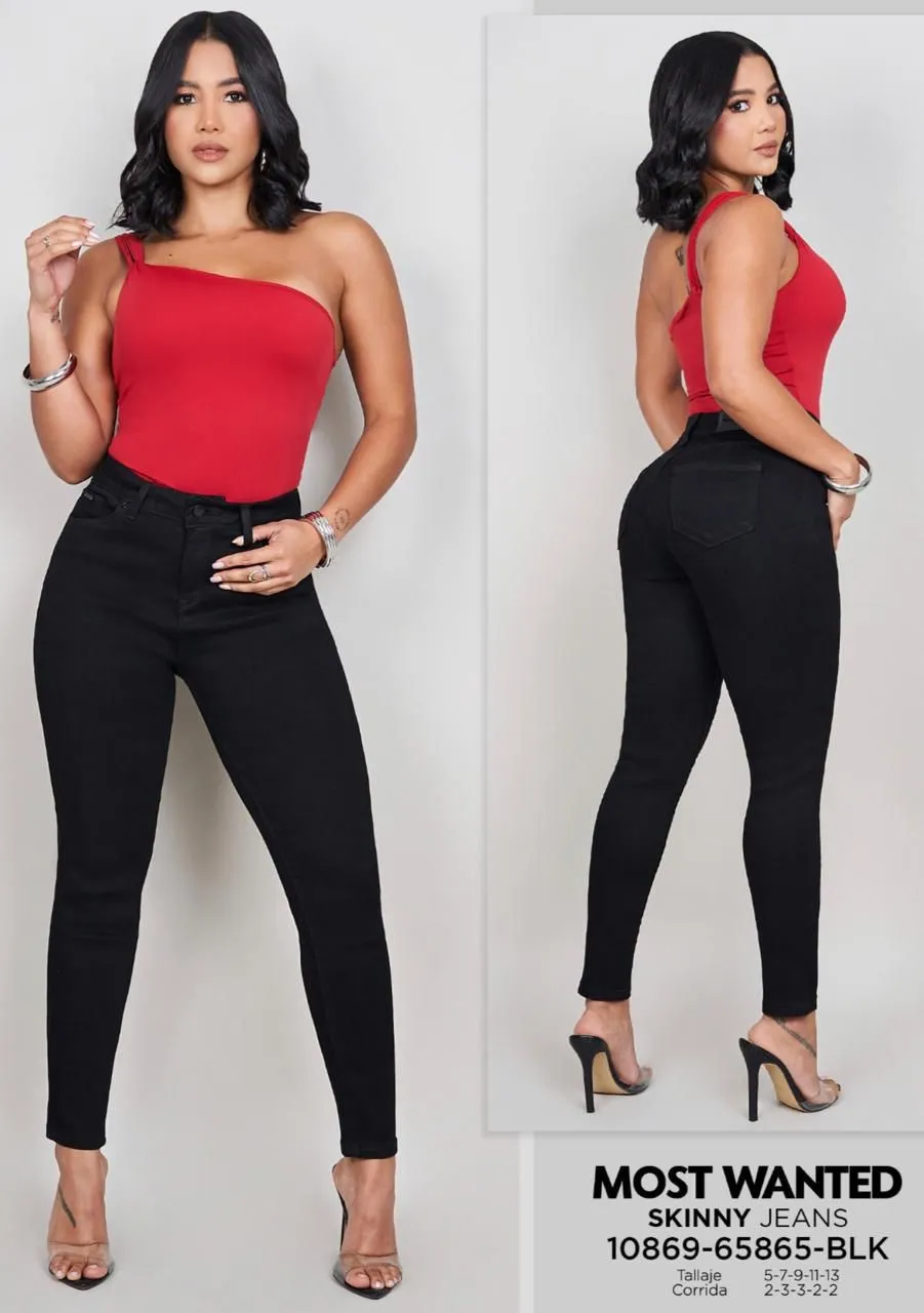 MOST WANTED - REF 65865 SKINNY CLASICO TONO NEGRO CON REALCE DE GLUTEOS