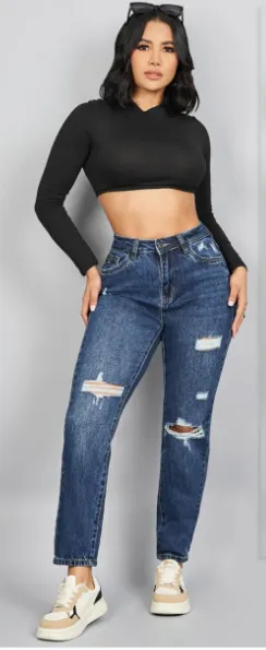 MOST WANTED - REF 62984 SLIM HIBRIDO DESTROYER TONO AZUL OSCURO TEXTURIZADO CON REALCE DE GLUTEOS 