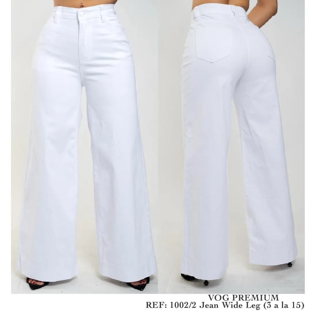 REF 1002/2 WIDE LEG ELASTICO BOTON BLANCO DOBLADILLO ANCHO 