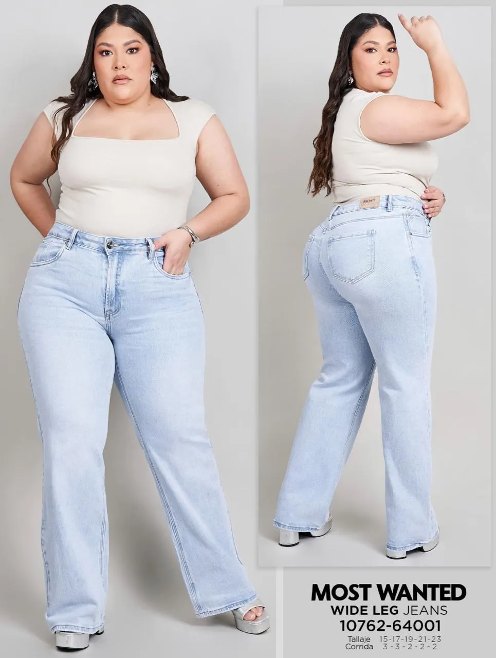 MOST WANTED - REF 64001 WIDE LEG TONO HIELO CON REALCE DE GLUTEOS  - 23