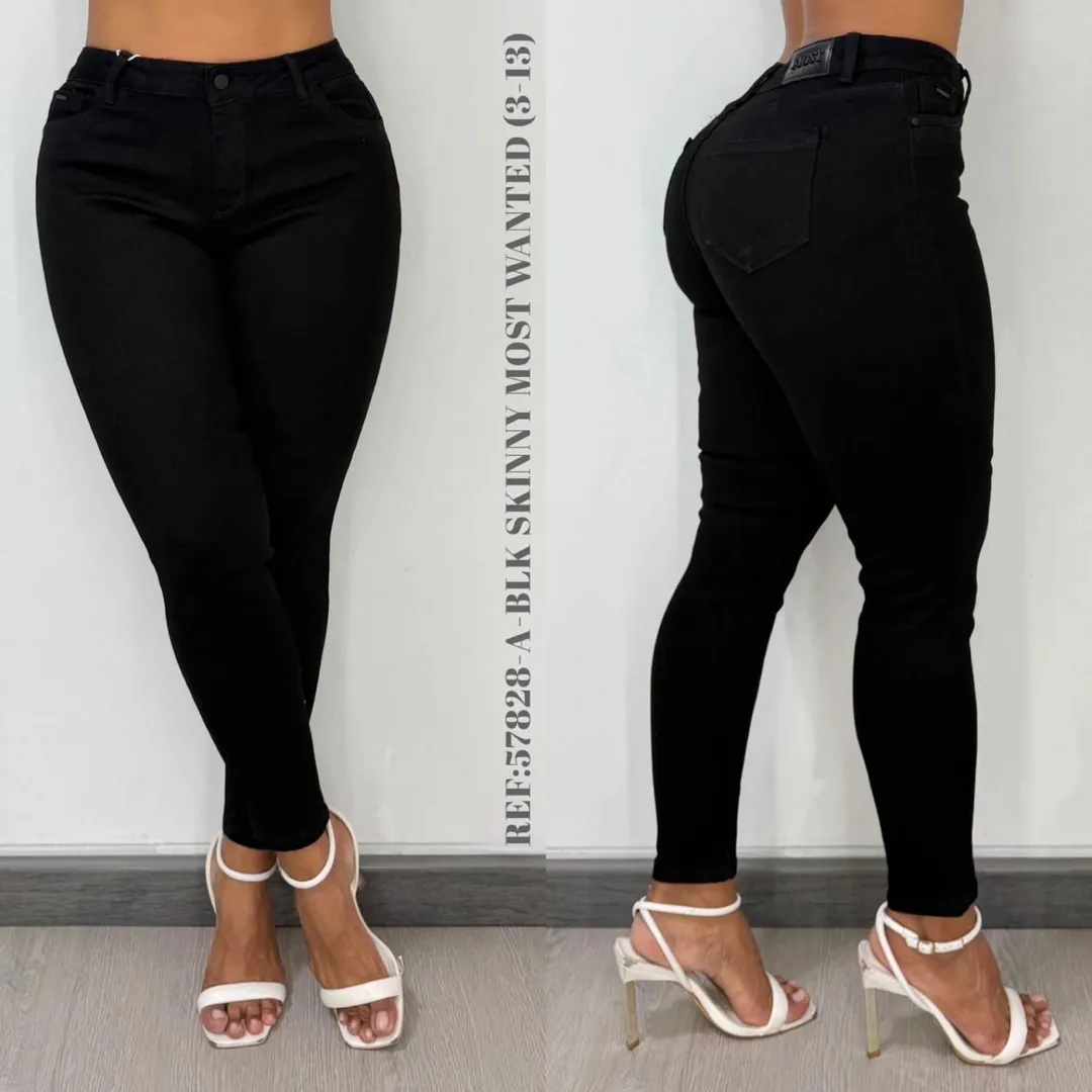 MOST WANTED - REF 57828-A SKINNY STRECH  TONO NEGRO HERRAJES NEGROS CON EFECTO PUSH UP  - 13