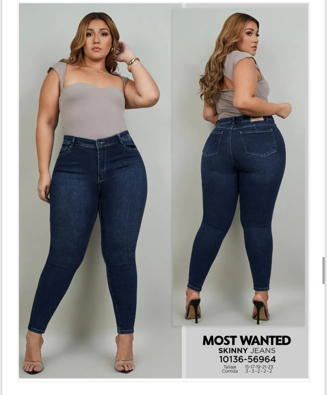 MOST WANTED - REF 56964 SKINNY CURVY TALLA EXTRA STRECH TONO AZUL OSCURO CLASICO CON REALCE DE GLUTEOS  - 15